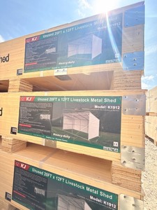 lot 108 image: 20FT x 12FT Heavy Duty Metal Livestock Shed Kit Model K1912 (one box each)