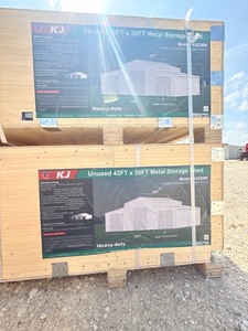 lot 111 image: 42FT x 30FT unused Heavy Duty Metal Storage Shed Kit KJ Model K4230W