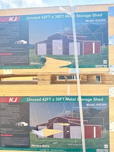 lot 112 image: 42FT x 30FT unused Metal Storage Shed Kit Model K4230G
