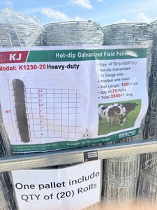 lot 123 image: Hot-Dip unused Galvanized Field Fence 4ft x 100ft (1 roll) Heavy Duty Wire Mesh