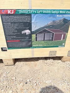 lot 142 image: 23FT x 22FT unused Double Garage Metal Shed Kit
