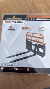 lot 212 image: LandHonor unsued PF-11-3500G Skid Steer Pallet Fork Attachment 4000 lbs Capacity