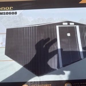 lot 258 image: 6ft x 8ft Galvanized Apex Roof Metal Storage Shed