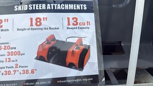lot 509 image: Skid Steer unused Hydraulic Grapple Bucket Attachment