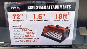 lot 515 image: WIG 72  unused Skid Steer Screening Bucket Attachment XN-SFD01-72