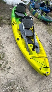lot 603 image: Tandem unused Kayak 2-Person Yellow-Green with Paddles and Seats