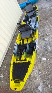lot 620 image: Yellow and White unused 2-Seat Pedal Go-Kart with Gray Seat Covers