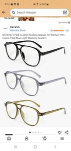 lot 58076 image: 3 Pack Aviator Reading Glasses for Women Men, Classic Pilot Blue Light Blocking Readers (Black, green, yellow) - Retail $15