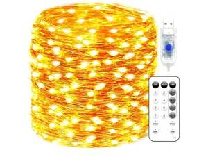 lot 58077 image: Fairy Lights Plug in 66FT 200 LED USB Twinkle Lights for Bedroom Copper Wire Lights with Remote and Timer 8 Modes, Waterproof String Lights for Dorm DIY Party Christmas Decoration��Warm White�� - Retail $12