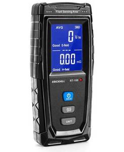 lot 58080 image: EMF Meter, Detects Electric and Magnetic Fields, Handheld Digital EMF Detector with LCD Display, Sound-Light Alarm, Rechargeable Battery for Home, Office, and Appliances (Blue) - Retail $25