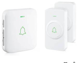 lot 58083 image: Wireless Door Bell, CW-21 Mini Waterproof Wireless Doorbell Operating at Over 1000 Feet, 2 Remote Buttons Can Have Different Tones, 52 Melodies, CD Quality Sound and LED Flash - Retail $21
