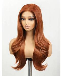 lot 58096 image: Auburn Lace Front Synthetic Wig 26 Inch Long Layered Hair - Retail $20