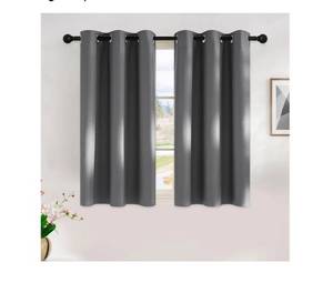 lot 58103 image: NICETOWN Grey Kitchen Blackout Short Curtain Panels for Bedroom, 45 Inch Long Thermal Insulated Grommet Top Blackout Draperies and Drapes (2 Panels, W42 x L45 -Inch, Grey) - Retail $15