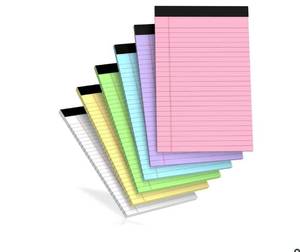 lot 58117 image: 6 pcs Note Pads Legal Pads 5x8, Notebook College Ruled, Colored Legal Notepads, 6 Pack Micro Perforated Writing Pads, Lined Paper Pads, Pad of Paper for Office Home School, 30 SheetsPack - Retail $8