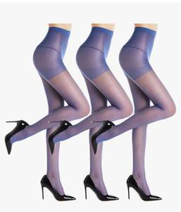 lot 58127 image: Womens Sheer Tights 3 Pairs - 20D Control Top Pantyhose with Reinforced Toes (small) - Retail $12