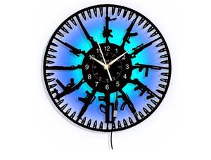 lot 58128 image: Guns LED Vinyl Record Wall Clock 12 Inch 7-Color Night Light - Retail $32