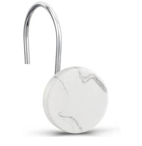 lot 58138 image: White Marble Shower Curtain Hooks Set of 12 - Retail $12