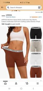 lot 58148 image: Womens Boxer Briefs Underwear Boy Shorts Cotton Underwear Soft Anti Chafing Ladies Panties 4 Pack XL - Retail $18