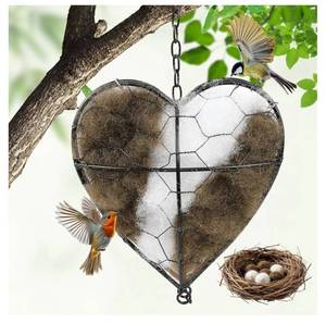 lot 58151 image: Handmade Alpaca Fiber Bird Nesting Heart��Refillable Natural Nesting Material Holder for Wild Birds, Hummingbirds&Chickadees, Winter Shelter&Garden Decoration, Spring and Summer Fowl Gifts for Bird Lovers - Retail $14