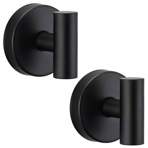 lot 58160 image: Suction Cup Hooks No Drill Stainless Steel Shower Hooks Towel Hook Robe Hook Heavy Duty on Smooth and Non-Porous Surfaces in Bathrooms Kitchen Bedroom (2, Matte Black) - Retail $17