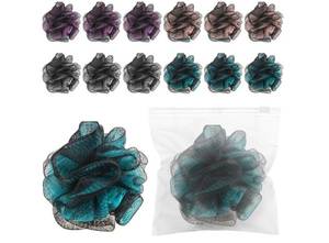 lot 58165 image: 9Pcs Travel Size Loofah Individually Wrapped, Small Shower Puff Bath Sponge Pouf Ball Bulk Mesh Bath Puff Mini Loofah Sponge with Case Bulk for Shower Care (25g,Fantasy) - Retail $8