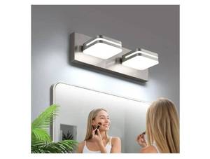 lot 58181 image: 360° Rotate 2-Light LED Bathroom Vanity Light Fixtures, 900LM Acrylic Brushed Nickel Vanity Lights for Bathroom, Modern Wall Lighting Fixtures Over Mirror Kitchen Living (Natural White Light 5000K) - Retail $30
