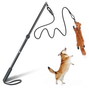lot 58188 image: Flirt Pole for Dogs - Heavy Duty Interactive Dog Rope Toy, Agility Training Fishing Pole for Large and Small Breeds, Durable Exercise Stick with Replaceable Tails - Retail $22