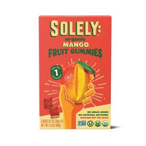 lot 58209 image: Solely Organic Mango Whole Fruit Gummies - 3.5oz5ct - Retail $65