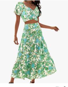 lot 58217 image: Floral 2-Piece Crop Top & Long Skirt Set (m) - Retail $35