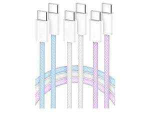 lot 58218 image: USBC to USB C Cable 10FT 3-Pack 60W (20V3A), Type C to C Long Charger Cord Fast Charging for iPhone 15 16 17 Pro Max Plus, Samsung Galaxy S24S23 S22, MacBookiPadPixelAppleAndroid USB-C - Retail $9