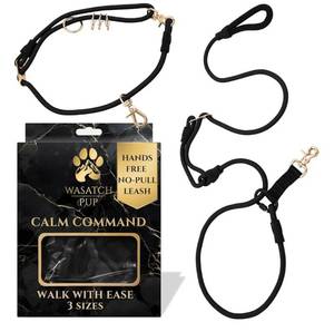 lot 58219 image: Hands-Free No-Pull Dog Leash  Durable Adjustable Training Lead for Dogs  Calm Command Outdoor Activity Leash for Active Pet Lifestyle Breeds  Ergonomic Handle - Medium (25-60 lbs) - Retail $25
