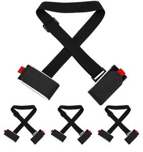 lot 58223 image: 4 Pack Ski Carrier Straps Adjustable Shoulder with Cushioned Fastener Tape Strap Loop Strong for Adults Kids - Retail $12