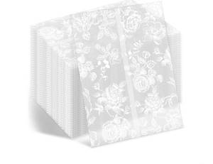 lot 58231 image: 100 Pack Pre-Folded Vellum Jackets for 5x7 Invitations, Translucent Invitation Sleeves,115GSM Vellum Jackets 5x7, Wedding Invitation Accessories for Weddings Birthdays, White Elegant Roses - Retail $8