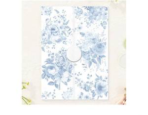 lot 58233 image: 50 Pack Pre-Folded Vellum Jackets for 5x7 Invitations, AZAZA Translucent Invitation Sleeves,115GSM Vellum Jackets 5x7, Wedding Invitation Accessories for Weddings Birthdays, Green Watercolor Palm Tree, Blue Watercolor Floral Pattern - Retail $8
