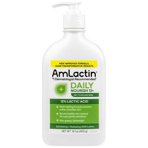 lot 58238 image: AmLactin Daily Nourish Body Lotion  12% Lactic Acid for Dry Skin Relief  Exfoliating  14.1OZ - Retail $25