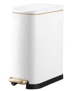lot 58241 image: Bathroom Trash Can with Soft-Close Lid 3.5 Gallon Stainless Steel Garbage Can with Removable Inner Bucket Slim Trash Bins for Bedroom, Office(Matte White) - Retail $40