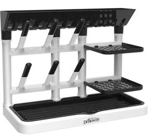 lot 58249 image: Dr. Browns Baby Bottle Drying Tower, Stand-Up Countertop Drying Rack with Organized Storage for Baby Essentials, Space Saving Vertical Rack - Retail $20