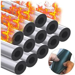 lot 58258 image: 12 Pack Pipe Insulation Foam Tube, 34 Self Adhesive Pre Slit Foam Pipe Covers Polyethylene with Aluminum Foil for Spigot, Winter Outside Pipes, Sprinkler, Water Heater Pipes Freeze Protection - Retail $22