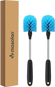 lot 58266 image: Stainless Steel Water Bottle Brush, Long Handle Scrubbing Brush, Built for Cleaning Sports Bottles, Baby Bottles, Cups, Coffee Mugs, Glasswares, Wine Decanters, Flask, 2 Pack, 13 in - Retail $14