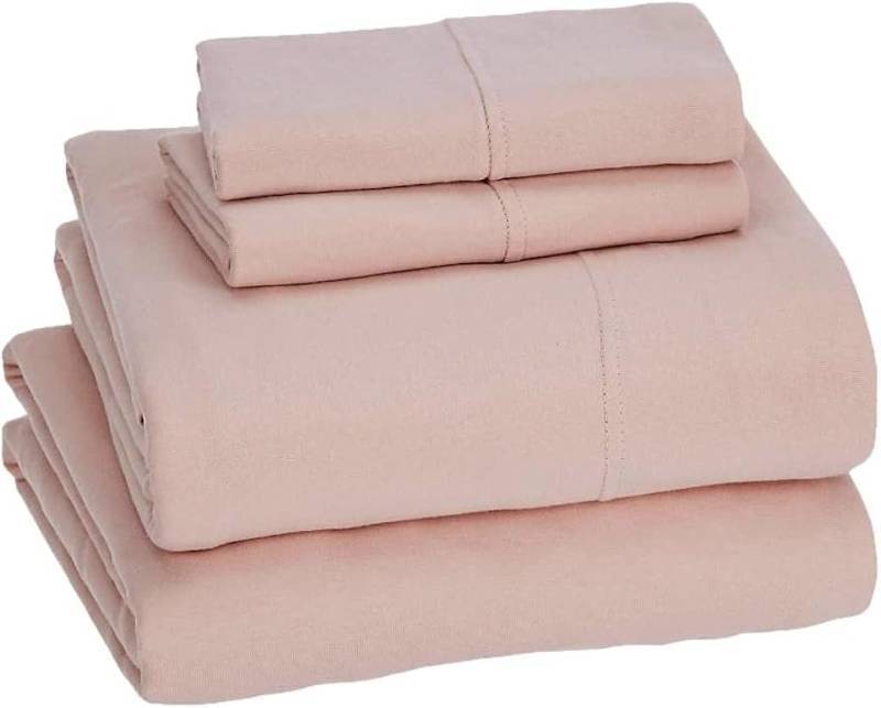 lot 32541 image: Sleepdown Jersey Sheet Set - Blush, Full (4 Piece) - Retail $39