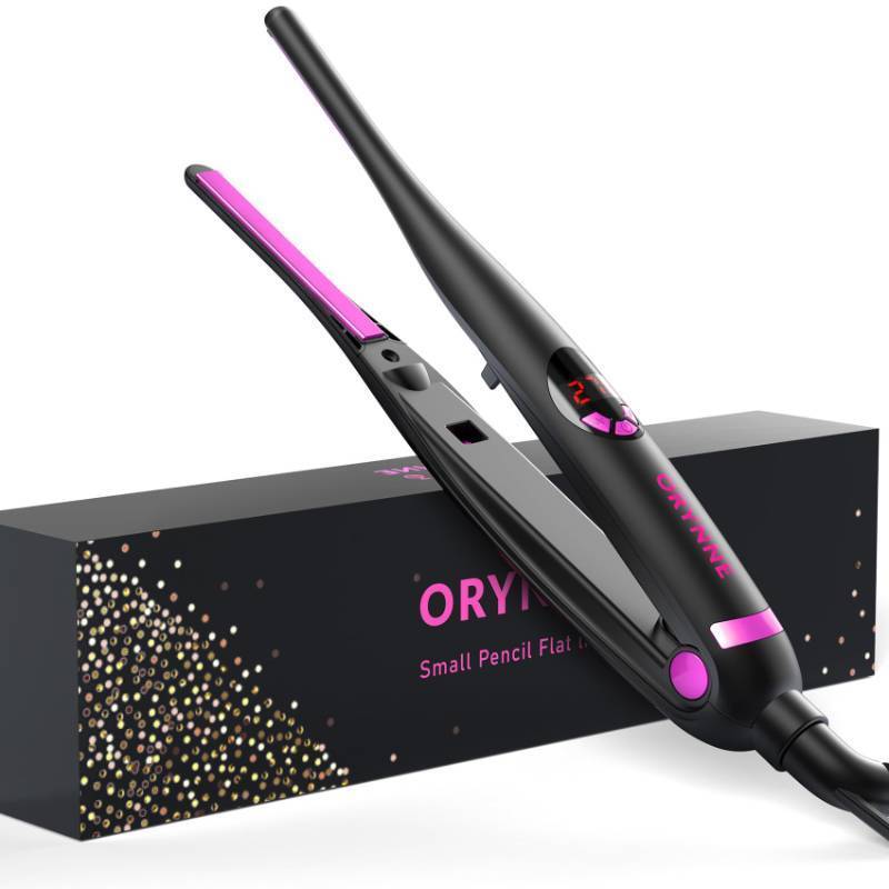 lot 23859 image: ORYNNE Small Flat Irons for Short Hair, 5s Ultra Fast Heat Up Pencil Flat Iron, Negative Ions Mini Flat Iron for Edges, 310 Travel Mini Hair Straightener with Digital Temp Control, Easy to Use - Retail $25