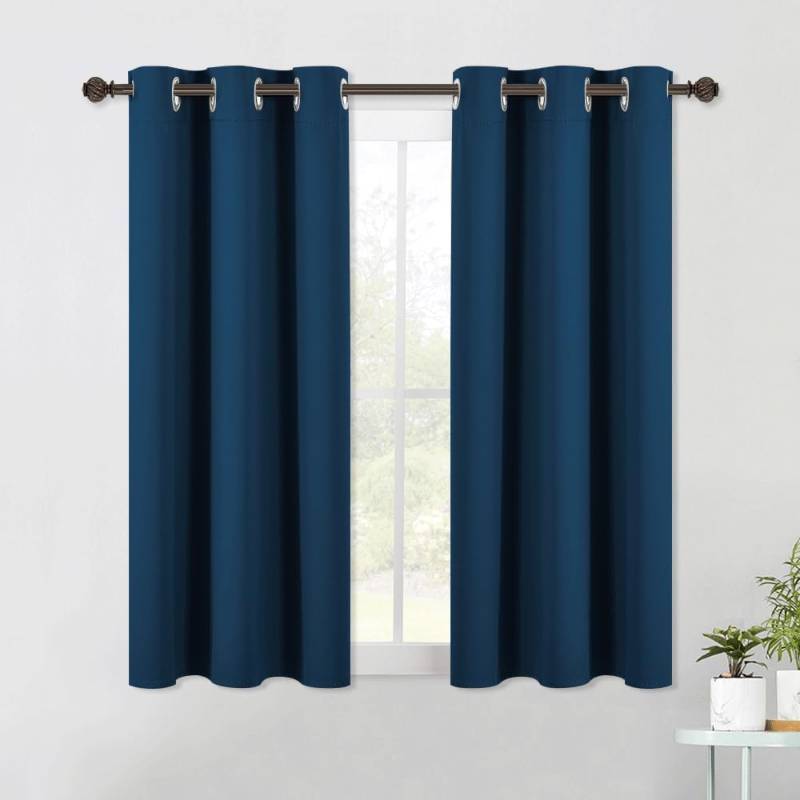 lot 23407 image: NICETOWN Blackout Curtain Panels for Bedroom, 2 Panels, W42 x L60 inches, Moroccan Blue, Thermal Insulated Grommet Top Blackout Draperies and Drapes - Retail $31