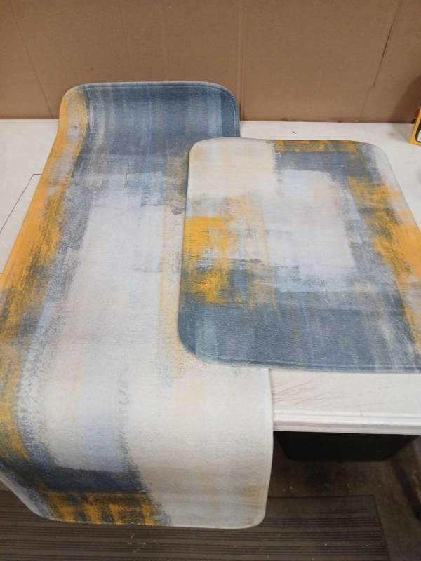 lot 25055 image: Rugs 2pk 47x17in and 23x17in Gray and Yellow