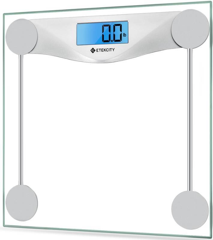 lot 60498 image: Etekcity Digital Body Weight Bathroom Scale, Large Blue LCD Backlight Display, High Precision Measurements,6mm Tempered Glass, 400 Pounds - Retail $20