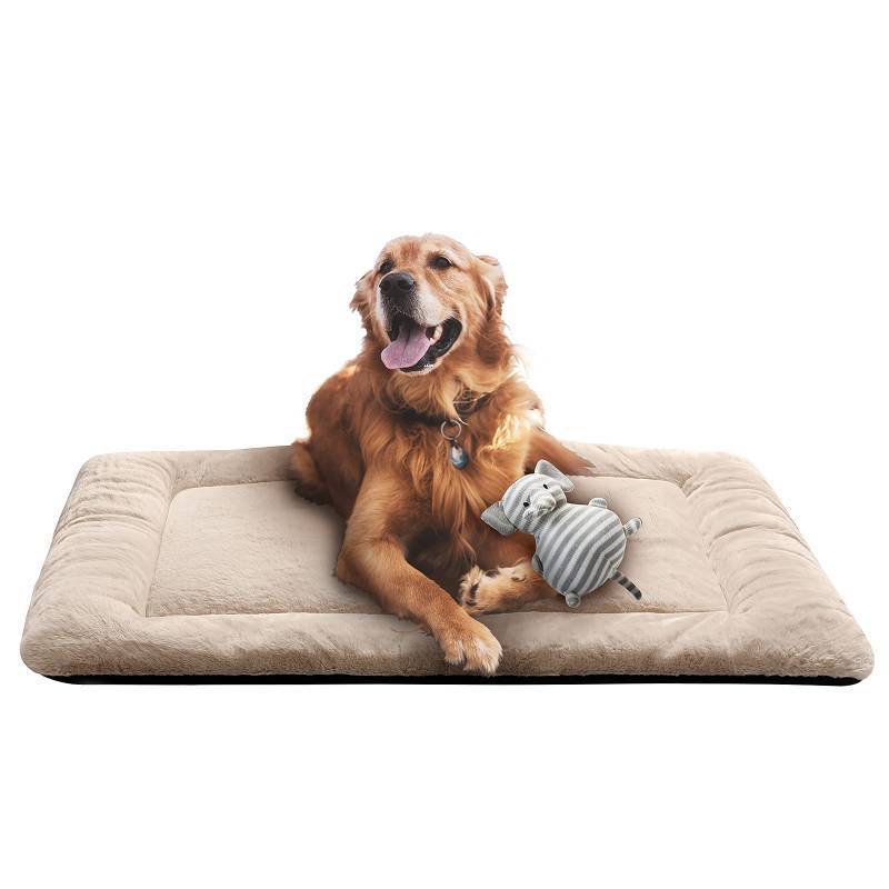 lot 19369 image: Dog Beds Crate Pad for Large Dogs Ultra Soft Dog Crate Bed Washable & Anti-Slip Kennel Pad for Dogs Cozy Sleeping Mat,Cream 42inch - Retail $33