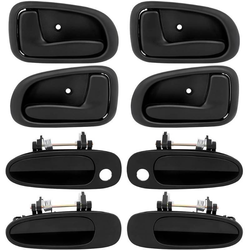 lot 23367 image: OCPTY Door Handles Exterior Interior Front Rear Driver Passenger Side Replacement fit 1994-1997 for Corolla Outside Inside Door Handles Texture Black(8pcs) - Retail $32
