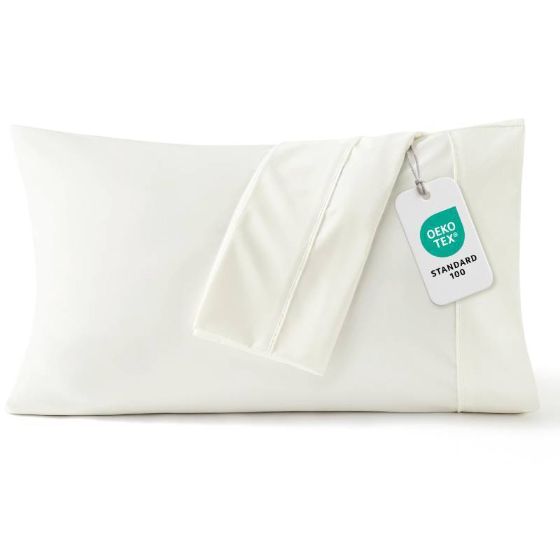 lot 26443 image: Bedsure Pillow Cases Standard Size Set of 2 - Ivory White Brushed Microfiber Pillowcases, Super Soft and Cozy Pillow Case Covers with Envelope Closure for Kids, Wrinkle, Fade Resistant, 20x26 Inches - Retail $12