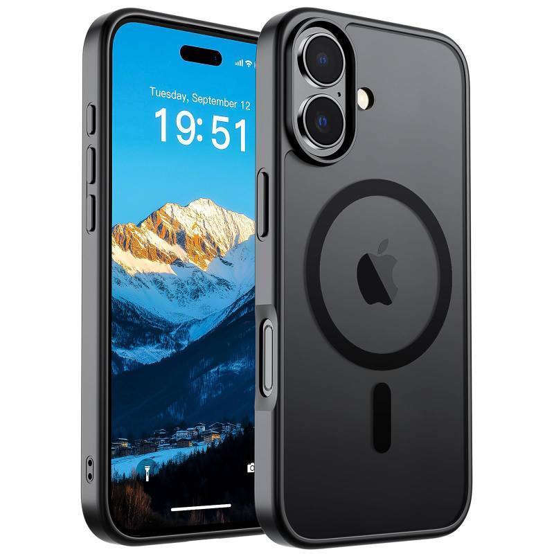 lot 30218 image: SUPFINE Magnetic for iPhone 17 Case (Compatible with MagSafe)(Military Grade Drop Protection) Translucent Matte Shockproof with Anti-Fingerprint Phone Cover,Black - Retail $10