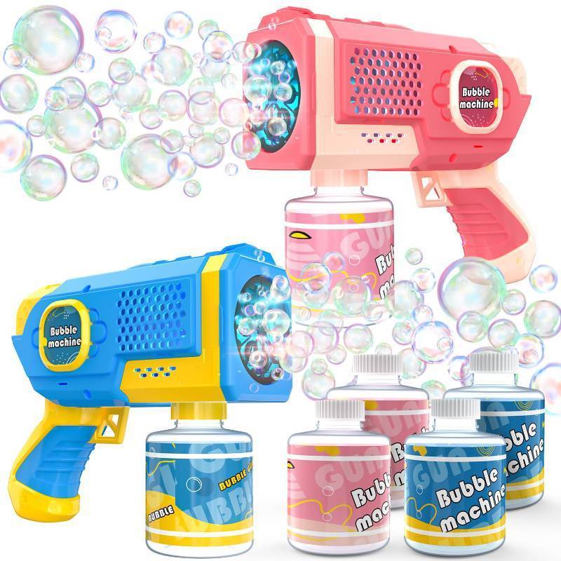 lot 22843 image: EagleStone 2 Pack Bubble Guns with 4 Bottles Solution, Automatic Bubble Machine Blaster for Kids & Adults Light Up Summer Toy for Outdoor, Birthday Gifts, Easter, Wedding Party Favor Bubble - Retail $16