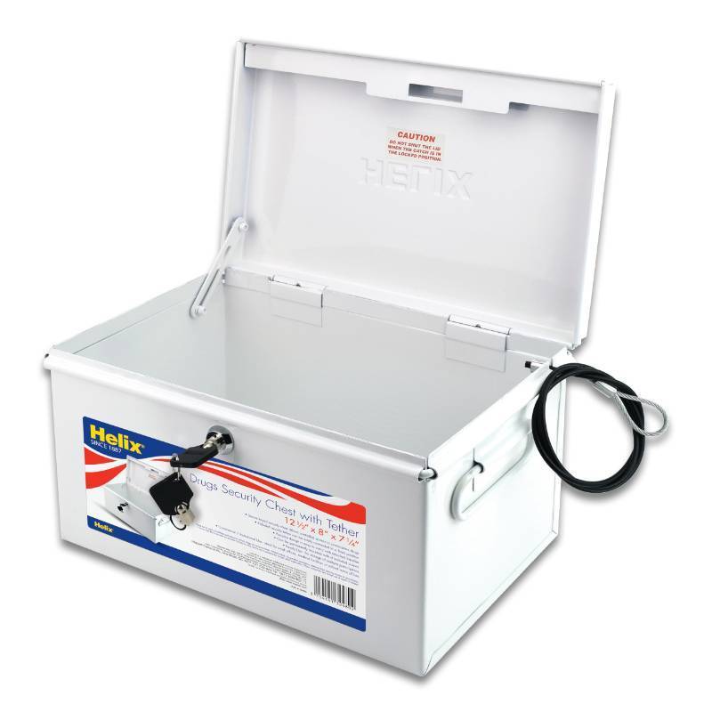 lot 22979 image: Helix - All-Metal Lockable Drugs Security Chest 12.5 x 7.25 x 8 - Ideal for Schools, Nursing Homes, Camps - Securing Valuables - Rugged Security - Durable Steel Construction, Spacious Interior - Retail $45